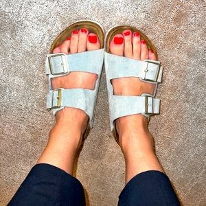 Blue suede Women’s Arizona Birkenstocks size 39